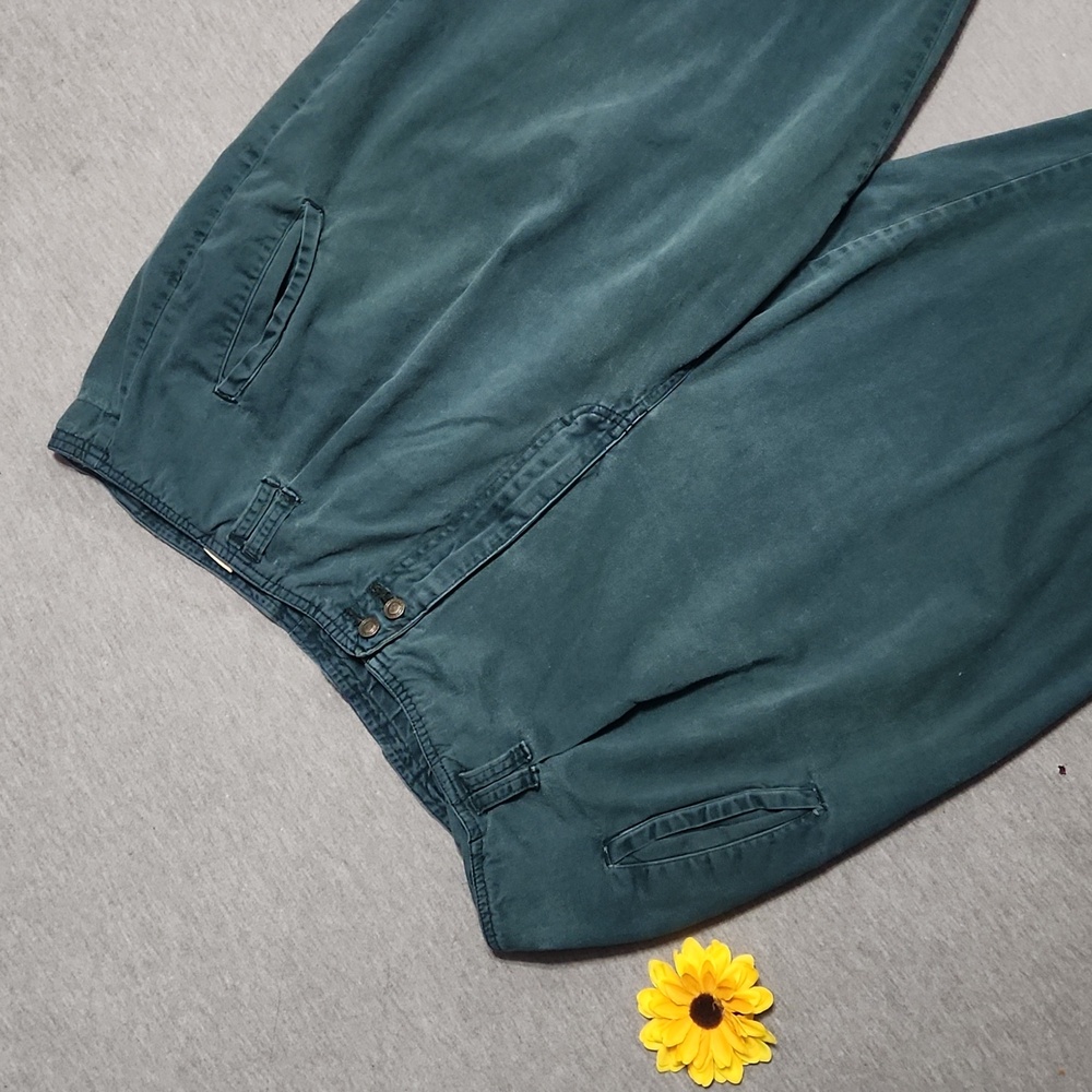 RARE! Vintage Plus Size Curvy High Rise Baggy Forest Green Trousers Pants Slacks - Picture 3 of 12